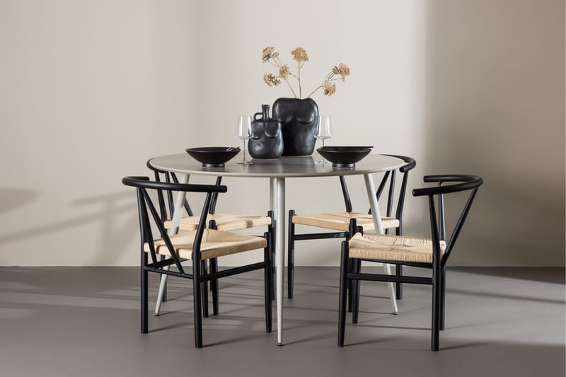 Plaza Matgrupp 120 cm Rund med 4 Alfons stolar - Beige/Svart - Products - Möbler - Bord & matgrupp - Matgrupp