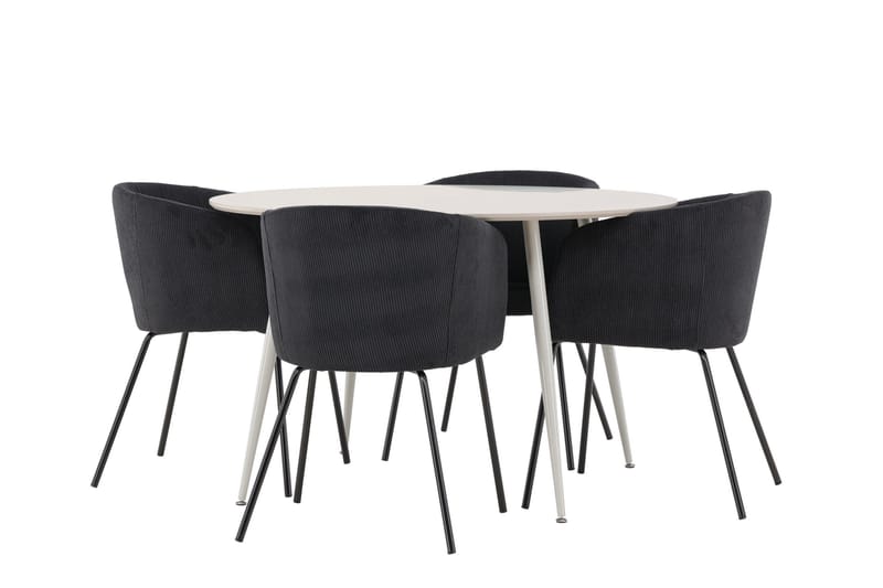 Plaza Matgrupp 120 cm Rund med 4 Berit stolar - Beige/Svart - Products - Möbler - Bord & matgrupp - Matgrupp