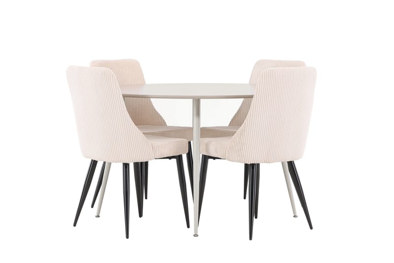 Plaza Matgrupp 120 cm Rund med 4 Leone stolar - Beige/Beige - Products - Möbler - Bord & matgrupp - Matgrupp