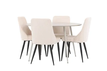 Plaza Matgrupp 120 cm Rund med 4 Leone stolar, Beige/Beige