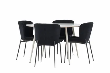 Plaza Matgrupp 120 cm Rund med 4 Modesto stolar - Beige/Svart - Products - Möbler - Bord & matgrupp - Matgrupp