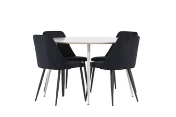Plaza Matgrupp 120 cm Rund med 4 Night stolar - Beige/Svart - Products - Möbler - Bord & matgrupp - Matgrupp