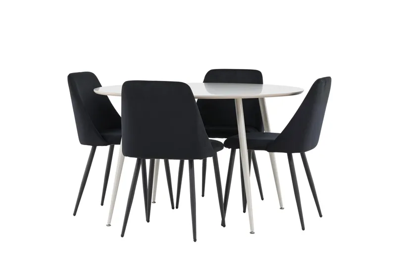Plaza Matgrupp 120 cm Rund med 4 Night stolar - Beige/Svart - Products - Möbler - Bord & matgrupp - Matgrupp