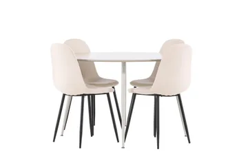 Plaza Matgrupp 120 cm Rund med 4 Polar stolar - Beige/Beige - Products - Möbler - Bord & matgrupp - Matgrupp
