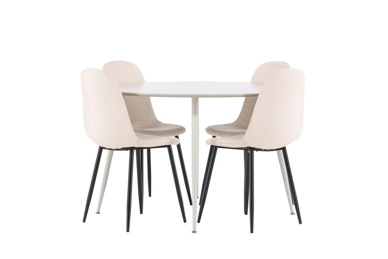 Plaza Matgrupp 120 cm Rund med 4 Polar stolar - Beige/Beige - Products - Möbler - Bord & matgrupp - Matgrupp