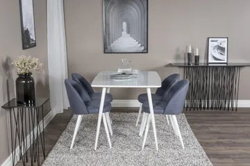 Polar Matgrupp 120 cm Rektangulär med 4 Velvet stolar - Blå - Products - Möbler - Bord & matgrupp - Matgrupp