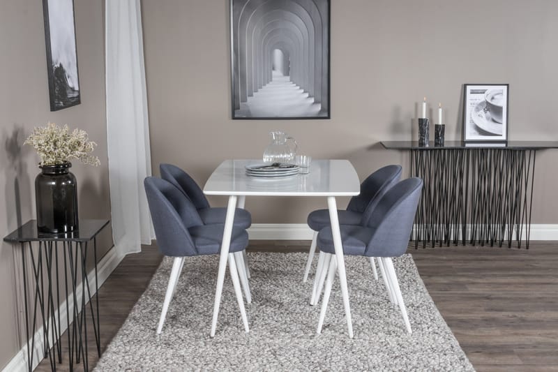 Polar Matgrupp 120 cm Rektangulär med 4 Velvet stolar - Blå - Products - Möbler - Bord & matgrupp - Matgrupp