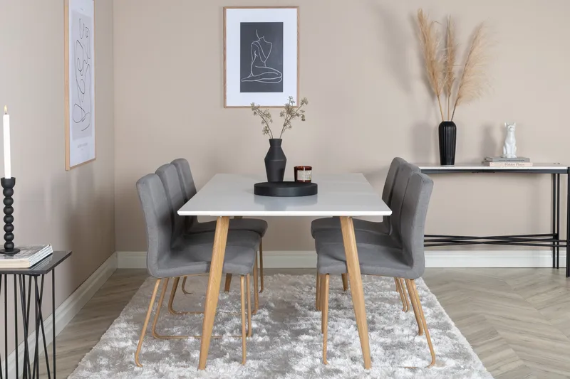 Polar Matgrupp 180 cm Rektangulär med 6 Mace stolar, Grå