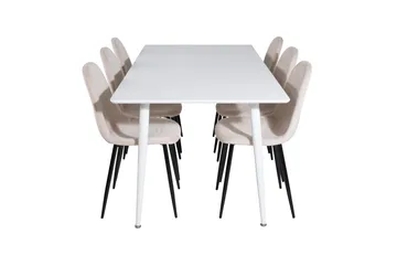 Polar Matgrupp 180 cm Rektangulär med 6 Polar stolar - Beige - Products - Möbler - Bord & matgrupp - Matgrupp
