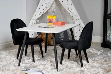 Polar Matgrupp 80 cm Rektangulär med 2 Velvet stolar - Svart - Products - Möbler - Bord & matgrupp - Matgrupp