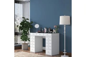 Ramender Sminkbord med förvaring Bordsskiva Glas 120 cm - Vit - Products - Möbler - Bord & matgrupp - Sminkbord & toalettbord