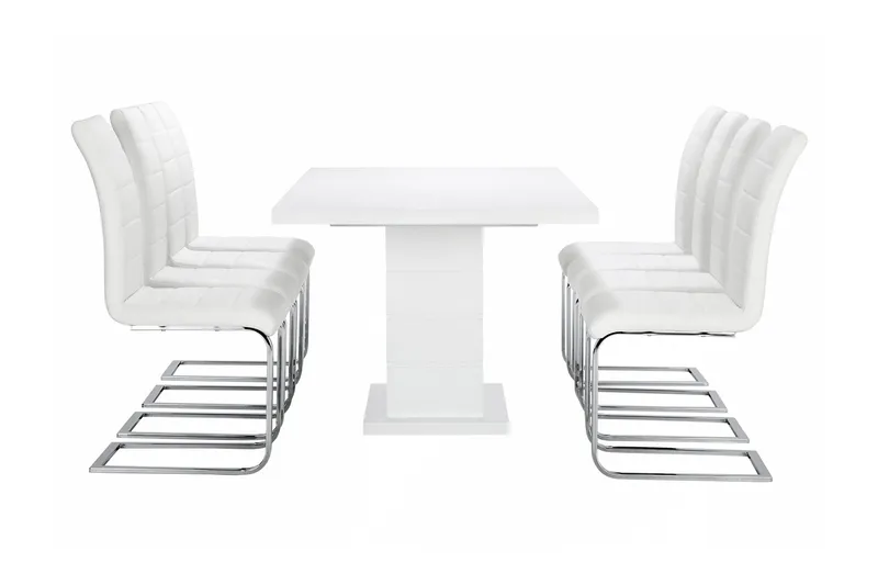 Ratliff Matgrupp 180 cm + 8 Sorado Stol - Vit/Krom - Products - Möbler - Bord & matgrupp - Matgrupp