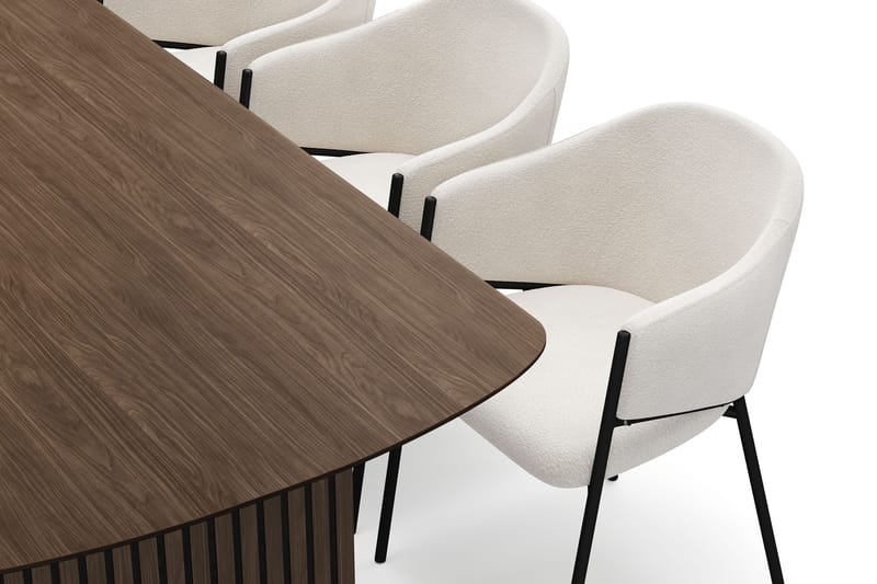 Richeto Matbord 210 cm med 6 Filip Matstolar - Rökt ek / Vit Bouclé - Products - Möbler - Bord & matgrupp - Matgrupp
