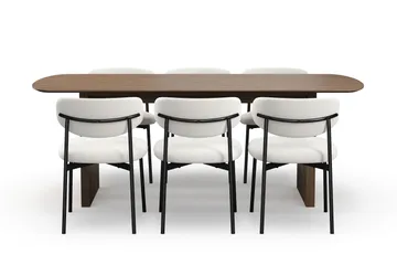 Richeto Matbord 210 cm med 6 Lucy Matstolar - Rökt ek / Vit Bouclé - Products - Möbler - Bord & matgrupp - Matgrupp