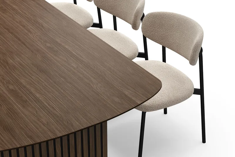 Richeto Matbord 240 cm med 6 Lucy Matstolar - Rökt ek / Greige Bouclé - Products - Möbler - Bord & matgrupp - Matgrupp