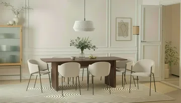 Richeto Matbord 240 cm med 8 Filip Matstolar - Rökt ek / Vit Bouclé - Products - Möbler - Bord & matgrupp - Matgrupp