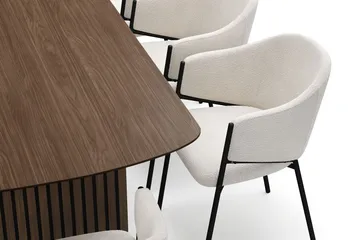 Richeto Matbord 240 cm med 8 Filip Matstolar - Rökt ek / Vit Bouclé - Products - Möbler - Bord & matgrupp - Matgrupp