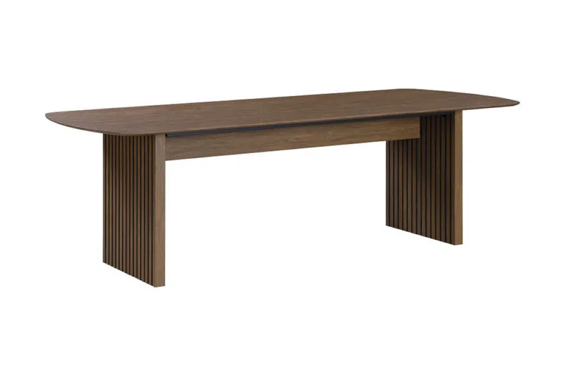 Richeto Matbord Rökt Ek 240 cm valnöt +  8 st Nibe stol grå med valnöt ben - Brun/Grå - Products - Möbler - Bord & matgrupp - Matgrupp