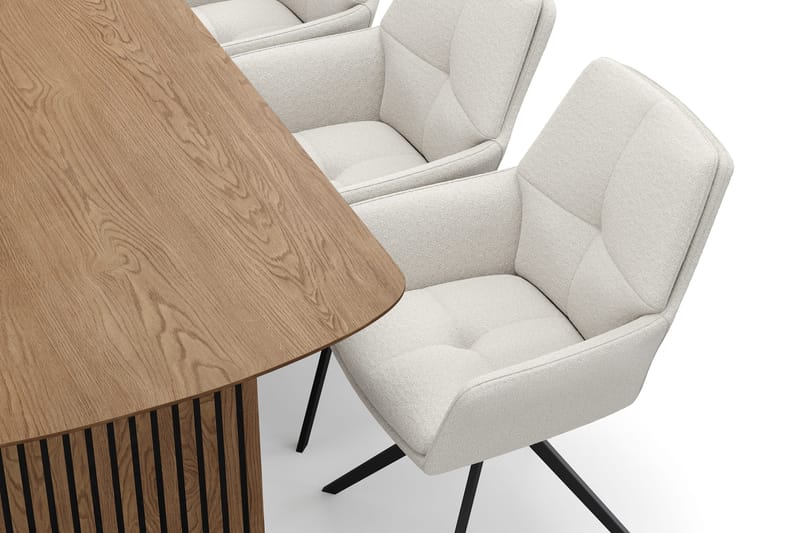 Richeto Matgrupp 180 cm med 6 Torsby Snurrstolar - Naturlig finish/Ljusbeige - Products - Möbler - Bord & matgrupp - Matgrupp