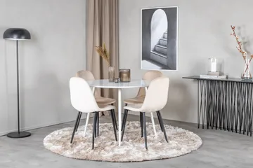 Ridones Matgrupp 100 cm Rund inkl 4 Pontus Stolar - Vit/Svart/Beige - Products - Möbler - Bord & matgrupp - Matgrupp