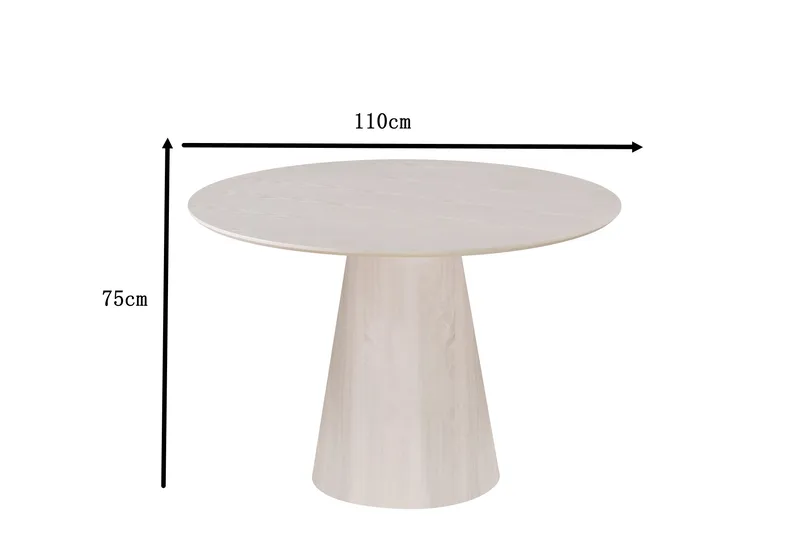 Siena Litet Matbord Runt 110cm Fanér - Vitpigmenterat - Products - Möbler - Bord & matgrupp - Matbord & köksbord