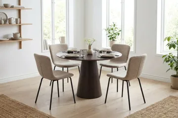 Siena Matgrupp runt 110 cm Rökt Ek med 4 Katy Matstolar - Rökt ek - Products - Möbler - Bord & matgrupp - Matgrupp