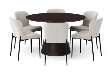 Siena Matgrupp runt 130 cm Rökt Ek med 6 Elsie Matstolar - Rökt ek/Vit - Products - Möbler - Bord & matgrupp - Matgrupp