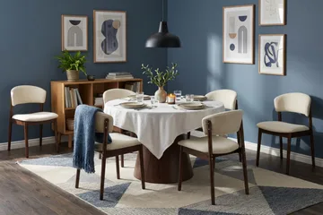Siena Matgrupp runt 130 cm Valnöt med 6 Nala Matstolar - Valnöt - Products - Möbler - Bord & matgrupp - Matgrupp