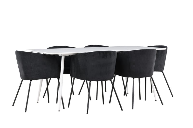 Silar Matgrupp 180 cm Rektangulär med 6 Berit stolar - Vit/Svart - Products - Möbler - Bord & matgrupp - Matgrupp