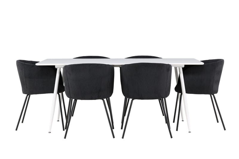 Silar Matgrupp 180 cm Rektangulär med 6 Berit stolar - Vit/Svart - Products - Möbler - Bord & matgrupp - Matgrupp