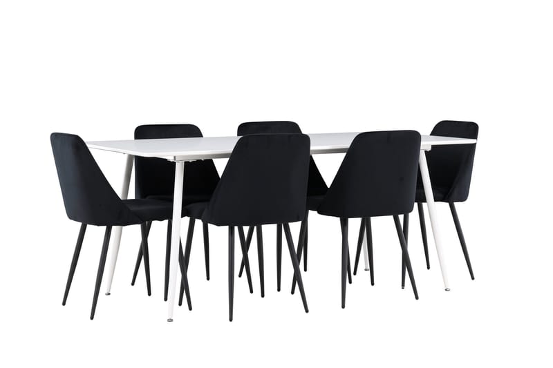 Silar Matgrupp 180 cm Rektangulär med 6 Night stolar - Vit/Svart - Products - Möbler - Bord & matgrupp - Matgrupp
