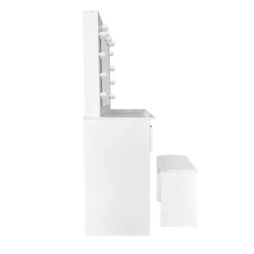 Glow Sminkbord 94 cm med spegel lådor och pall - LED Belysning - Vit - Products - Möbler - Bord & matgrupp - Sminkbord & toalettbord