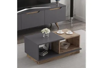 Broceni Soffbord 90 cm med Förvaring Hyllor - Antracit/Natur - Products - Möbler - Bord & matgrupp - Soffbord - Soffbord med förvaring