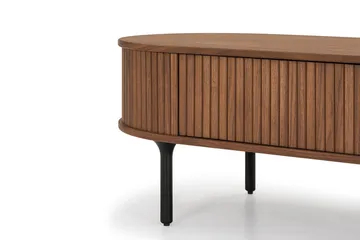 Noira Ovalt Soffbord Valnöt 118x60 cm med förvaring låda - Brun / Mörkbrunt Trä / Ribbad - Products - Möbler - Bord & matgrupp - Soffbord - Soffbord med förvaring