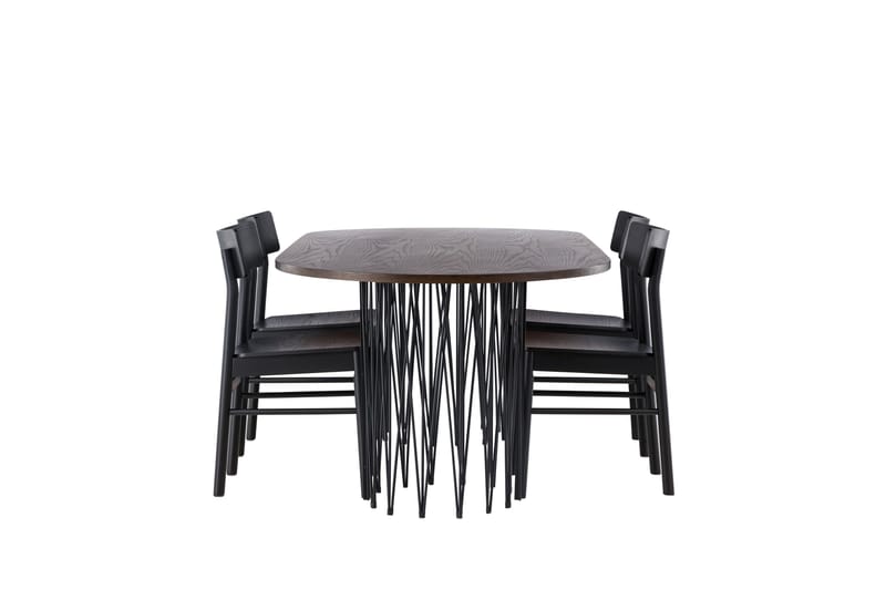 Stone Matgrupp + 4 Montros stolar Oval - Svart/Mocca - Products - Möbler - Bord & matgrupp - Matgrupp