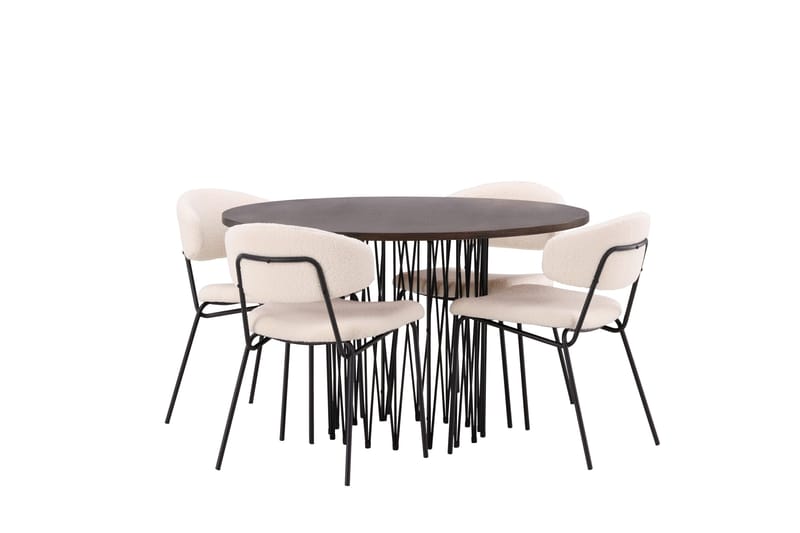 Stone Matgrupp 120 cm Rund med 4 Chico Stolar - Svart - Products - Möbler - Bord & matgrupp - Matgrupp