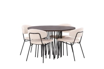 Stone Matgrupp 120 cm Rund med 4 Chico Stolar - Svart - Products - Möbler - Bord & matgrupp - Matgrupp