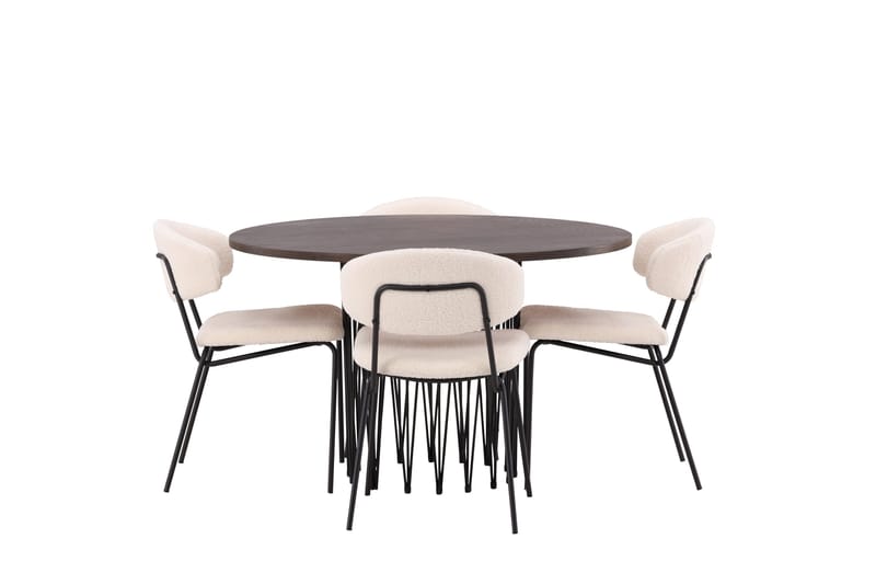 Stone Matgrupp 120 cm Rund med 4 Chico Stolar - Svart - Products - Möbler - Bord & matgrupp - Matgrupp