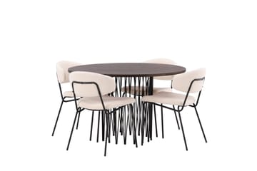 Stone Matgrupp 120 cm Rund med 4 Chico Stolar - Svart - Products - Möbler - Bord & matgrupp - Matgrupp