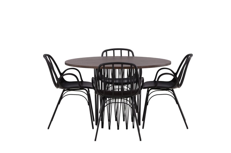 Stone Matgrupp 120 cm Rund med 4 Dyrön stolar - Svart - Products - Möbler - Bord & matgrupp - Matgrupp