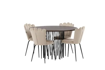 Stone Matgrupp 120 cm Rund med 4 Limhamn stolar - Beige - Products - Möbler - Bord & matgrupp - Matgrupp
