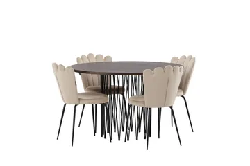 Stone Matgrupp 120 cm Rund med 4 Limhamn stolar - Beige - Products - Möbler - Bord & matgrupp - Matgrupp