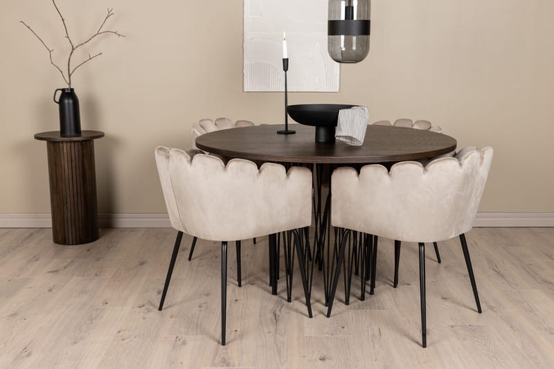 Stone Matgrupp 120 cm Rund med 4 Limhamn stolar - Beige - Products - Möbler - Bord & matgrupp - Matgrupp