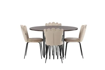 Stone Matgrupp 120 cm Rund med 4 Limhamn stolar - Beige - Products - Möbler - Bord & matgrupp - Matgrupp
