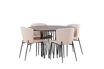 Stone Matgrupp 120 cm Rund med 4 Modesto stolar - Mörkgrå - Products - Möbler - Bord & matgrupp - Matgrupp