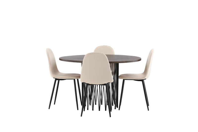 Stone Matgrupp 120 cm Rund med 4 Polar stolar - Beige - Products - Möbler - Bord & matgrupp - Matgrupp