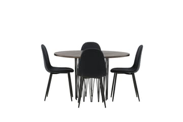 Stone Matgrupp 120 cm Rund med 4 Polar stolar - Svart - Products - Möbler - Bord & matgrupp - Matgrupp