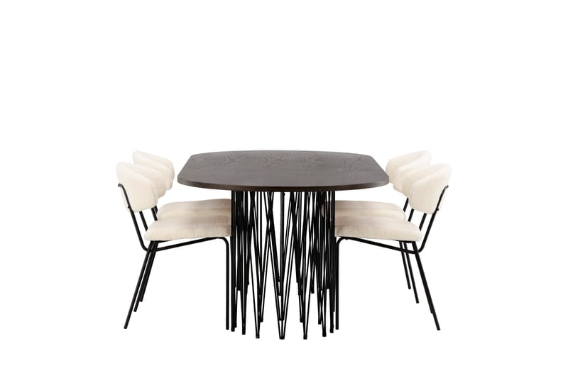 Stone Matgrupp 220 cm Oval med 4 Chico Stolar - Svart - Products - Möbler - Bord & matgrupp - Matgrupp