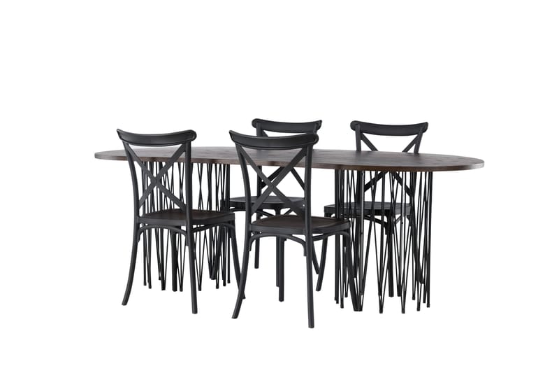 Stone Matgrupp 220 cm Oval med 4 Crosett stolar - Svart - Products - Möbler - Bord & matgrupp - Matgrupp
