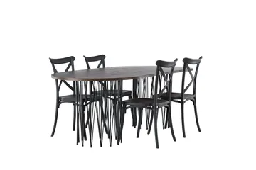 Stone Matgrupp 220 cm Oval med 4 Crosett stolar - Svart - Products - Möbler - Bord & matgrupp - Matgrupp